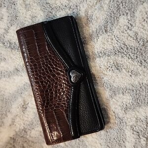 Brighton Leather Black Crossbody Wallet Bag No Strap